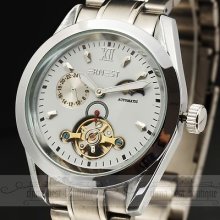 2013 Stylish Consice Men's Auto Mechanical Analog Stainless Date Calendar Watch