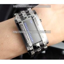 28 Blue Led Binary Digital Mens Women Sports Wristwatch