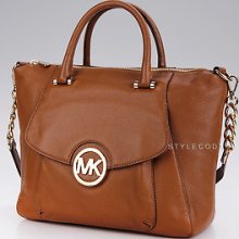 $328 Michael Kors Brown Large Fulton Top Zip Luggage Satchel Bag 30h1gfts3l 0629