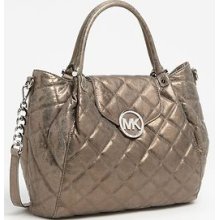 $428 Michael Michael Kors Fulton Quilted Large Tote Handbag Bag Nickel