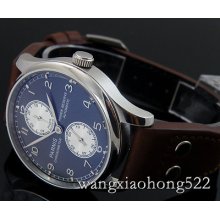 43mm Parnis Blue Dial Power Reserve Chronometer Automatic Mens St2542 Watch 260i