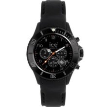 48mm Ice Watch Chronograph Mens Black Rubber Silicone Band 100 Meters 102116