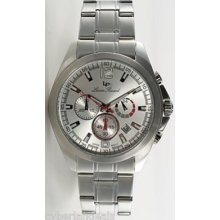 $495 Lucien Piccard Men Ss Chronograph Bracelet 28173sl