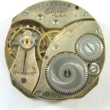4u2fix Vintage 1927 Elgin Men's Wristwatch Movement Broke Balance, Good Hs & Ms