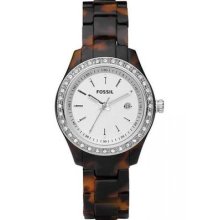 $85 Fossil Women's Mini Tortoise Resin Watch Es2680