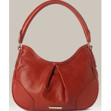 $875 Burberry Pleated Leather Hobo