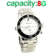 8GB High Definition Camera Video Recorder DVR Men's Waterproof White Watch Dial Wrist Watch
