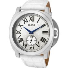 a line Women's Pyar Silver Dial White Leather ...