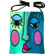 Abstract Face Shoulder Sling Handbag Purse Original Digital Painting