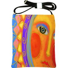 Abstract Sun Face Shoulder Sling Handbag Purse Original Digital Painting
