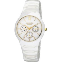 Accurist Mens Round White Multi Dial Ceramic Designer Watch – Mb911w