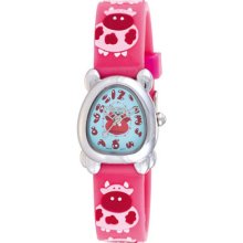 Activa Watches Juniors Mint Green Dial Coral Rubber With Cow Design C