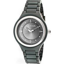 Activa Watches Women's Dark Grey Dial Grey Plastic Grey Plastic Dark