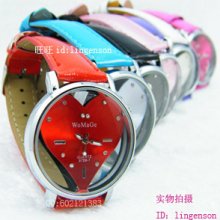 Agj65 Colorful The Peach Heart Hollow Ms. Korean Fashion Hollow Watch