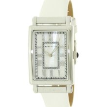 AK Anne Klein Women's AK-1093MPWT White Leather Strap Watch