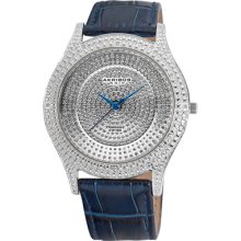 Akribos XXIV Watches Men's Double Layer Dial Blue Leather Blue Leathe