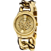 Akribos Xxiv Womens Multifunction Gold Twist Chain Watch Ak531yg