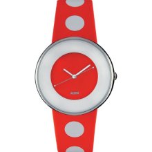 Alessi Unisex Automatic Watch With White Dial Analogue Display And Orange Leather Bracelet Al8013