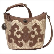 American West Bandana Monterey Zip Top Bucket Ladies Shoulder Bag Purse Palomino