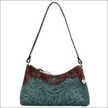 American West Leather Heartland Zip Top Shoulder Bag Adjustable Shoulder Strap