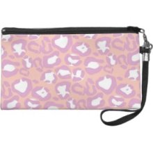 Animal Print Fur Skin Wild Leopard Purple Pink Wristlet Clutches