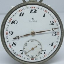 Antique 1920's Omega Open Face Pocket Watch 15 Jewels Nice Dial Swiss Made