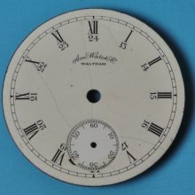 Antique Am Watch Co. Porcelain Pocket Watch Dial, 18s