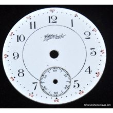 Antique Hampden 6 Size 6s Usa Porcelain Pocket Watch Dial Subdial Fancy Script