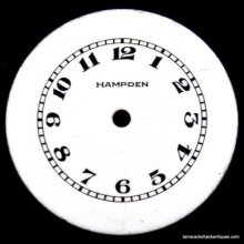 Antique Hampden Size 4/0 Usa Porcelain Pocket Watch Dial White Nice Bold Numeral