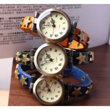 antique pocket watch Rome five-pointed star leather bracelet watches