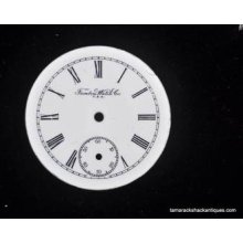Antique Trenton Watch Co Usa Porcelain Pocket Watch Dial 6s 6 Size Roman Numeral