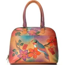 Anuschka Hand Painted Leather Zip Around Double Handled Satchel