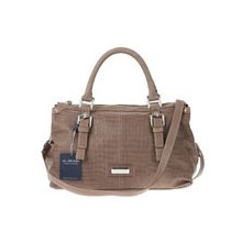 ARCADIA Italian Made Taupe Leather Satchel Handbag