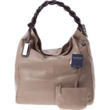 ARCADIA Italian Made Taupe Leather Extra Large Hobo Bag with Pouch