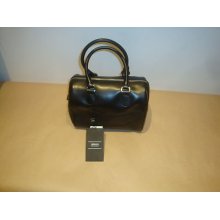 Armani Collezioni Small Black Leather Top Handle Handbag
