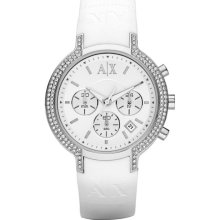 Armani Exchange Ladies White Out Chronograph Watch Ax5062
