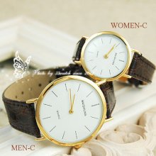 Arrived Thin Dial Retro Style Stainless Steel Back Couple Watches