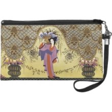 Art Deco Japanese Lady Wristlet Purse