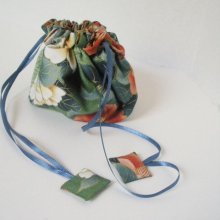 Asian Flowers and Green Posy Pouch