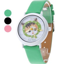 Assorted Colors Children's Little Cat PU Analog Quartz Wrist Watch