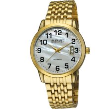 August Steiner Watches Men's White Mother of Pearl Gold Tone Base Meta