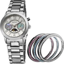 August Steiner Watches Women's Textured Silver Dial Silver Tone Base M