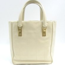 Auth Chanel Leather Tote Bag Handbag Ivory