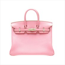 Auth. Hermes Birkin Bag 25cm Pink Togo Leather Silver Hardware