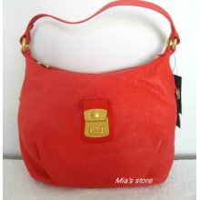 Auth Marc By Marc Jacobs Purse Dreamy Leather Logo Embossed Lil Elettra Hobo Bag