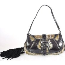 Authentic $445 Just Cavalli Leather Purse Clutch Shoulder Bag