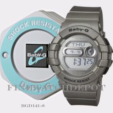 Authentic Baby-g Tough Gloss Grey Digital Watch Bgd141-8cr