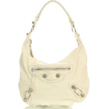 Authentic Balenciaga White Giant Gsh Hobo Bag Purse