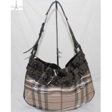 Authentic Burberry Sliced Metallic Silver Nova Check Shoulder Bag