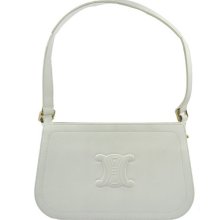 Authentic Celine Vintage Gold White Leather Shoulder Bag Made In Italy Classic